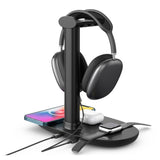For Iphone 12/12 Pro Wireless Charger 4 In 1 Fast Charging Speed Headset Holder For Apple Watch/ (Black)