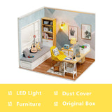 Diy Wooden Doll House Miniatures Kit Dollhouse Furniture Accessories Mini Doll House Casa Free Dust Cover Toys For Kids Gift