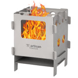 Portable Foldable Titanium Wood Burning Stove Pocket Stove Outdoor Camping Cooking Picnic Backpacking Stove for Outdoor Hiking