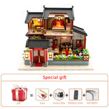 Diy Dollhouse Kit Miniature Building Wooden House Model Japanese-style Sushi Shop Kids Toys Adult Gift Big Doll House Furniture