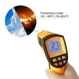 Meter Non-contact Pyrometer Digital Infrared Thermometer Laser Temperature Imager Hygrometer IR Termometro Color LCD Light Alarm