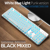 104 Keys Crystal Panel Gaming Wired Keyboard Round Punk USB Pink Typewriter Retro Game Keyboards for Home Office Gamer