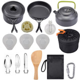Portable Camping Cookware  Aluminum Travelling Hiking Picnic BBQ Tableware Set Outdoor Cooking Equipment Tableware Utensils
