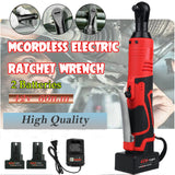 WENXING Electric Wrench 3/8'' 12/42V 90° 45/60Nm Right Ratchet Angle Wrench Power Tool  with 2 BatterIies Charger UK/US/EU plug