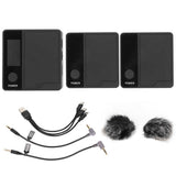 2.4G Wireless Lavalier Microphone for DSLR Camera Smartphone Tablet Multimedia Lavalier Microphone 2 Transmitter and 1 Receiver
