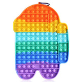Big Size Among in Us Rainbow Pop Bubbles Fidget Toy Antistress Push Bubble Sensory Silicone Toy Simple Dimple Poppit Fidget Toys