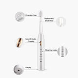Smart Sonic Toothbrush Adults Electric Toothbrush USB Rechargeable 4 8 Tooth Brush Heads Oral Nozzle For Toothbrush Dental Sound