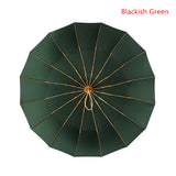 Vintage Umbrella 16 Bone Light Aluminum Alloy Rainy Solid Folding Windproof Large Umbrella Men Rain Women Gift Parasol