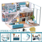 DIY Doll House Wooden Doll Houses Miniature Dollhouse Furniture Kit Toys Casa for Children Christmas Gift  L026