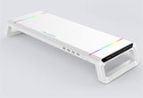 Monitor Stand Riser Foldable, RGB Computer Monitor Riser with 4Pcs USB Port, Foldable Monitor Stand with Drawer Storage