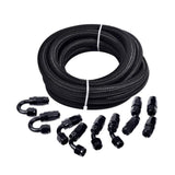 5M AN6 Black Nylon Braided  Hose Fuel Pipe Oil Cooler System Adapter Kit 6AN 0/45/90/180Degree Hose End Fitting