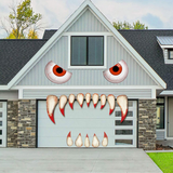 2 Sets Fiend Eyes Fangs Wall Decals Spooky Decals (Assorted Color)
