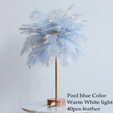 DIY Creative Feather Table Lamp Warm White Light Tree Feather Lampshade Girl LED Wedding Decorative Lights Pink White Birthday