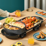 220V Removable Electric Hot Pot &amp; Grill 2 In 1 Multifunctional Hotpot Cooker Barbecue Frying Pan For Home