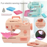 Kid Mini Sewing Machine Toy Electric Simulation DIY Mini Furniture Toy Design Cloth Knitting Machine Toddler Girl Play House Toy