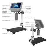 5-inch LCD Video Microscope with 32GB TF Card 1000X Microscope Telescope 1080P with  IR Remote Adjustable Metal Stand&amp;LED Light