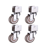 1.5” Furniture Crib Casters Cabinet Clamp with Brake Wheels Soft Rubber Swivel Caster Furniture Hardware Fittings Pack of 4