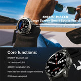 Smart Watch Men Bluetooth Call 1.43inch AMOLED Screen NFC Heart Rate Blood Oxygen 400Mah Big Battery Smartwatch