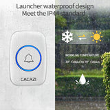 CACAZI Wireless Doorbell A10 DC Battery-operated 300M Range 38 Chimes Waterproof Home Cordless Flash Door Bell White