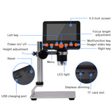 4.3 Inch 1080P Wifi Video Microscope 1000X, Microscope and Telescope with Adjustable Aluminum Alloy Stand/ 8 LED Lights