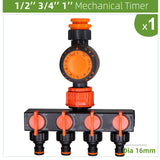 1-4 Way Mechanical Watering Timer 1/4'' 3/8'' 1/2" 3/4" Hose Quick Connector 120 Minutes Manual Controller Irrigation Supplies