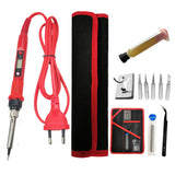 80W Digital Electric Soldering Iron Set Kit Welding Iron Staion 110V 220V with Soldering Paste Flux Tips Stand  Tool Bag