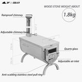3F UL GEAR Outdoor ultralight 304 Stainless wood stove multipurpose camping tent heating stove outdoor survival