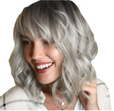 Bob wig short curly hair gradient silver gray chemical fiber wig headgear wigs