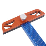 300/400mm Hole Ruler Aluminum Alloy T Type Square Gauge Adjustable Angle Woodworking Scriber Marking Ruler Line Scribing