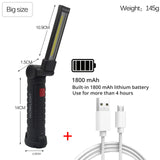 USB Rechargeable Flashlight Magnetic 5 Modes COB Led Work Light  Waterproof Torch for Car Repair