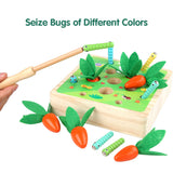 Radish Bug Game Wooden Magnetic Carrot Harvest and Crawler Catch Game Parent-Child Intercation Baby Educational Toys for Kids