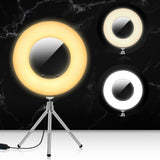 LED Ring Light Table Top Dimmable USB LED Ring Lights 4-In-1 With Mirror Tripod Stand Phone Holder For Live Studio Makeup