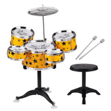 kids Children Jazz Drum Set 5PCS Drums with Cymbal Drumsticks Adjustable Stool Musical Gift Percussion Instrument