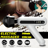 3200r/min Deep Tissue Percussion Muscle High Performance Body Massager 12 Gear Speeds 2400mAh Battery + Ergonomic Massage Head