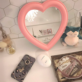 Mirror Desktop Pink Love Makeup Mirror Wall Mounted Dual-Use Heart-Shaped Hanging Mirror Vanity Mirror Girl Room Wall Decoration