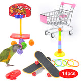 Funny Bird Parrot Toys Set Activity Pet Basketball Skateboard For Canaries Supplies for Bird Cage Parrot Skate Vogel