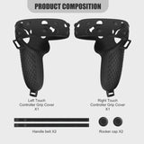 3in1 Touch Controller Silicone Grip Ring Cover+Adjustable Hand Strap +Thumb Caps for Oculus Quest 2 VR Protective Accessories