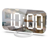 Digital Alarm Clock Electronic Smart Large LED Display Mirror Snooze Time Table Desk 2 USB Charger Ports for Iphone Android