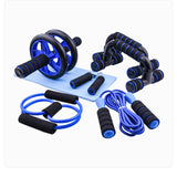 7pcs AB Wheel Roller Jump Rope Resistance Band Push Up Stand Hand Grip With Knee Pad Home Gym Fitness Muscle Exercise Training