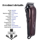 Professional Hair Trimmer Body Face Clipper Electric Hair Clipper Men Cordless Beard Razor Trimmer Barber Haircut Cutter KM-2600