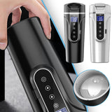 12V 24V Portable Car Heating Cup Stainless Steel Water Bottle Car LCD Temperature Warmer Display Mug Coffee Kettle V8W9