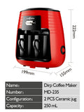 EU And UK Plug Household Double Cup Dripping American Coffee Machine Spot Steam Tea Drinking Machine Tea Maker