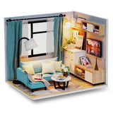CUTEBEE DIY Doll House Wooden Doll Houses Miniature Dollhouse Furniture Kit with LED Toys for Children Christmas Gift