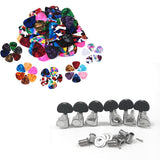 60Pcs Guitar Picks,0.46mm, 0.71mm, 0.96mm with 6Pcs Guitar String Tuning Key Pegs/Machine Head Knobs for Left and Right