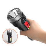 USB Rechargeable Flashlight Built in Batter with Charge Display Portable Lighting Long-Range Outdoor Strong Light Flashlight