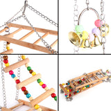 Bird Playstand Parrot Play Stand Hanging Cockatiel Playground Wood Ladders Perchs with bell Pet Bird Supplies