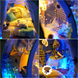 DIY Miniature Furniture Ocean Room Kit Dollhouse with Light Fish Assembled 3D Model Casa Doll House for Children Adult Gifts