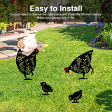 4pcs Durable Easter Gifts Rooster Animal Stakes Iron Art Garden Decor Statue Easy Install Yard With Chick Outdoor Crafts