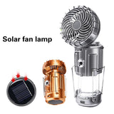 6 In 1 Tent Fan Lantern Rechargeable Camping Lamp Solar LED Night Market Booth Light Outdoor Cooling Fan Flashlight Portable