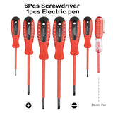 7 Pcs Insulated Electrician Screwdriver Set Slotted and Phillips Insulated Screwdriver Set Test Pen Electroprobe